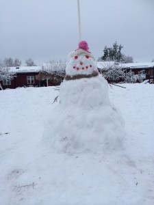 Ingen hade kunnat bygga denna jättestora snögubbe själv kom barnen fram till. Men när de samarbetade så kunde dom! Dom kom överens om att han skulle heta Olof ?