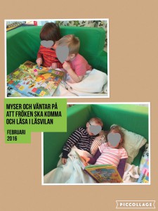 Vi har läsvila varje dag. Den syftar mycket till att ägna en stund till att bara slappna av, låta såväl kropp som öron och mun vila en stund. Barnen läser en bok i lugn och ro innan fröken kommer och läser högt.