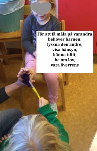 På Filiorum är det barnen som ska få lära och utvecklas, här hjälper de varandra med att måla fotavtryck